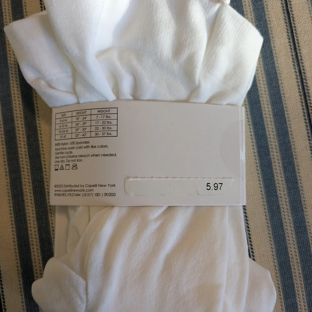 2 For $5! Capelli New York White Microfiber Tights